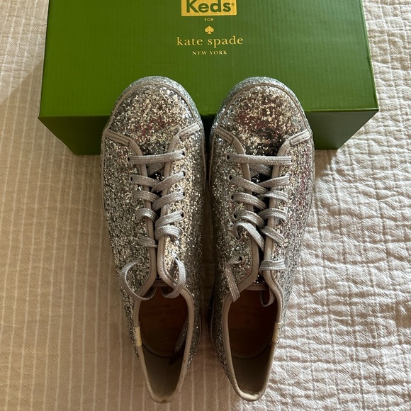 Kate Spade X Keds All Over Glitter Sneakers, Silver Rare - Excellent!! - Picture 10 of 10